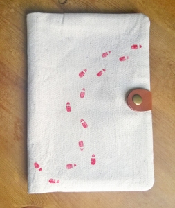 travel wallet hand lino print